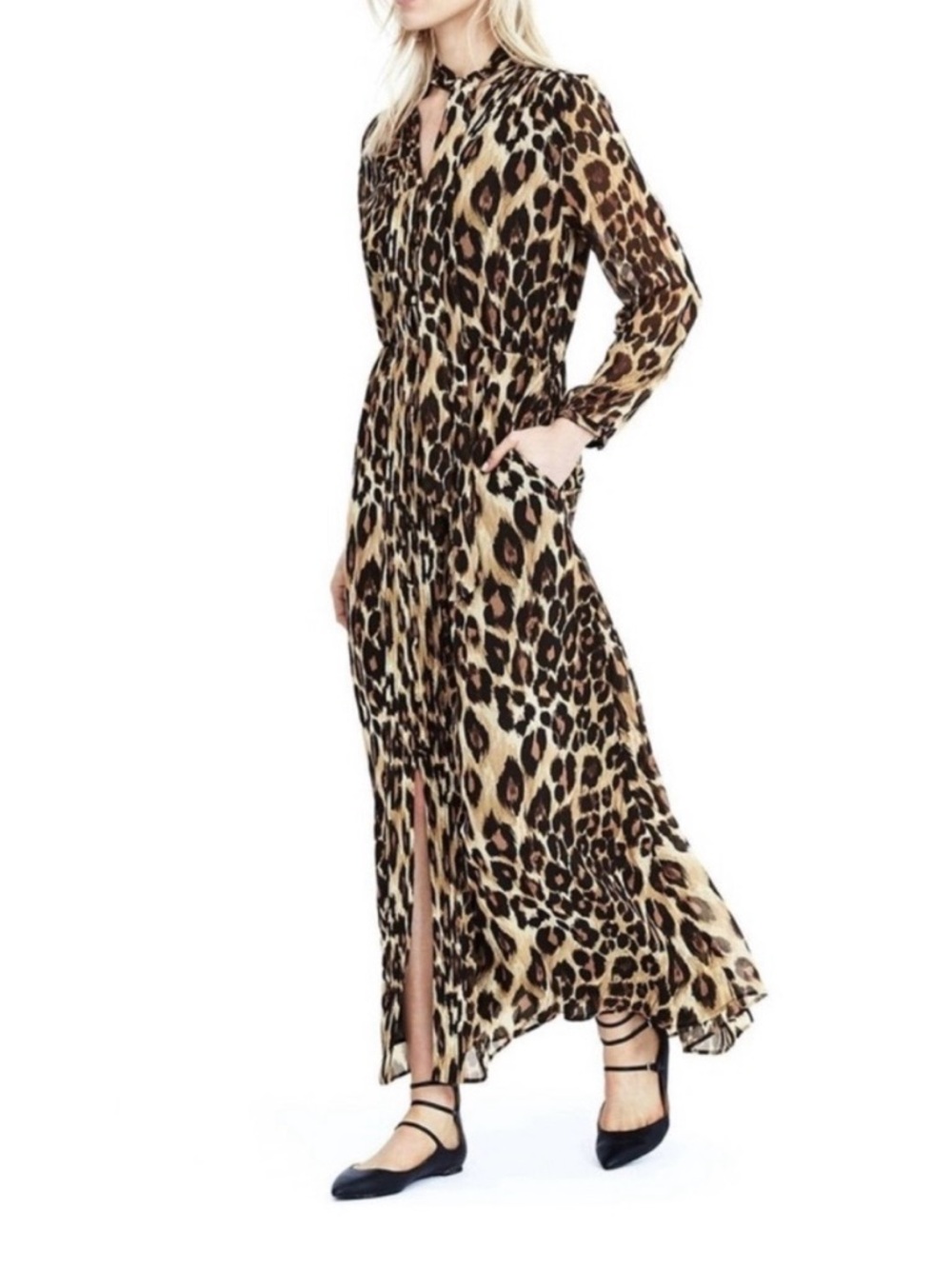 Banana Republic Leopard-Print Maxi Dress in Brown and Black